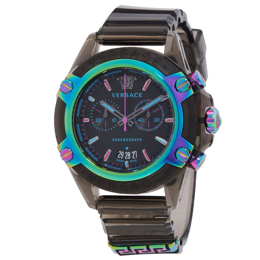 Versace Greca Logo 38Mm Women's Analog Watch With Blue Leather Strap