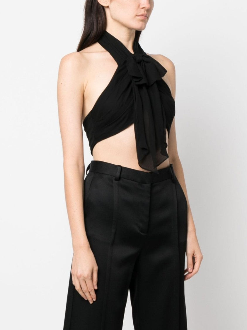 Moschino Backless Silk Crop Top