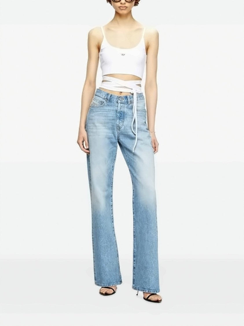 Diesel Light Wash Flared Cotton Denim Pants