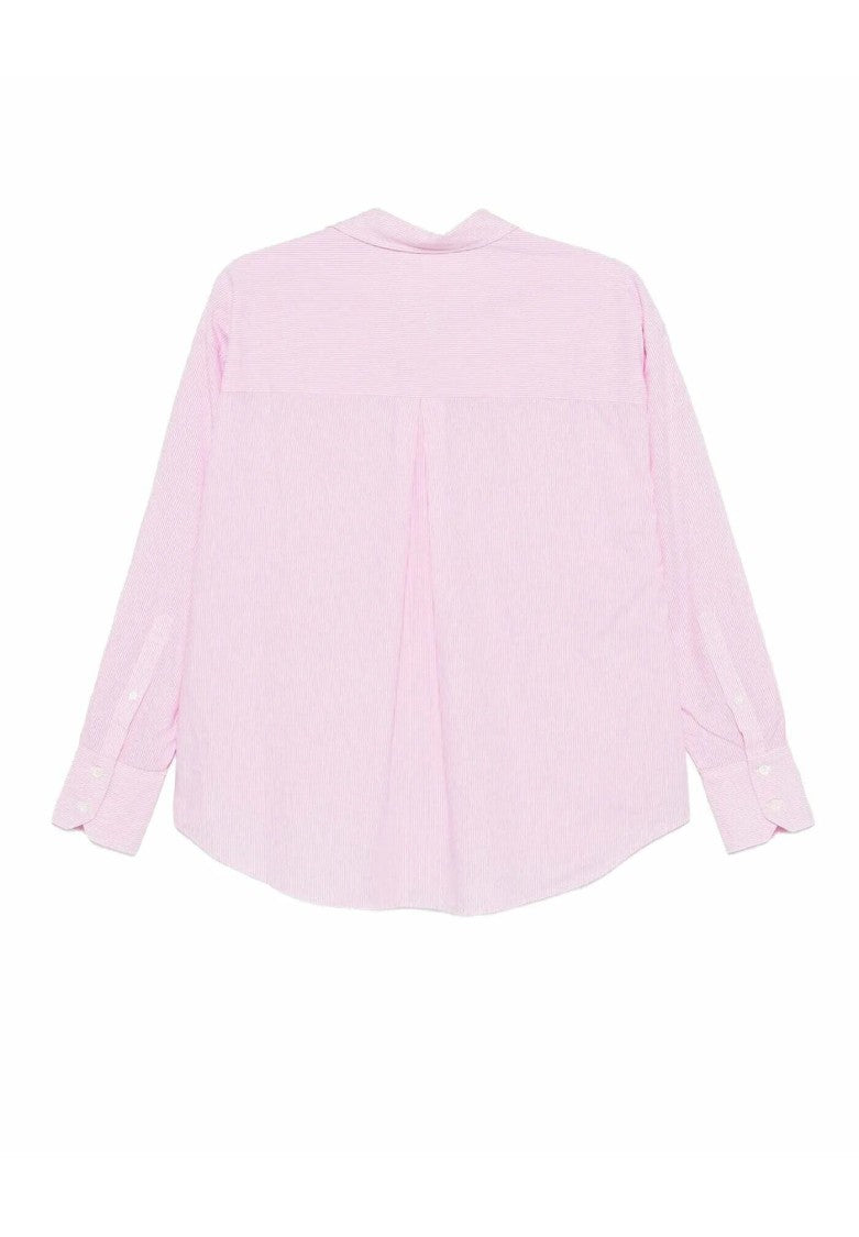 Mc2 Saint Barth Light Pink Button-Up Shirt With Vertical Stripe Pattern