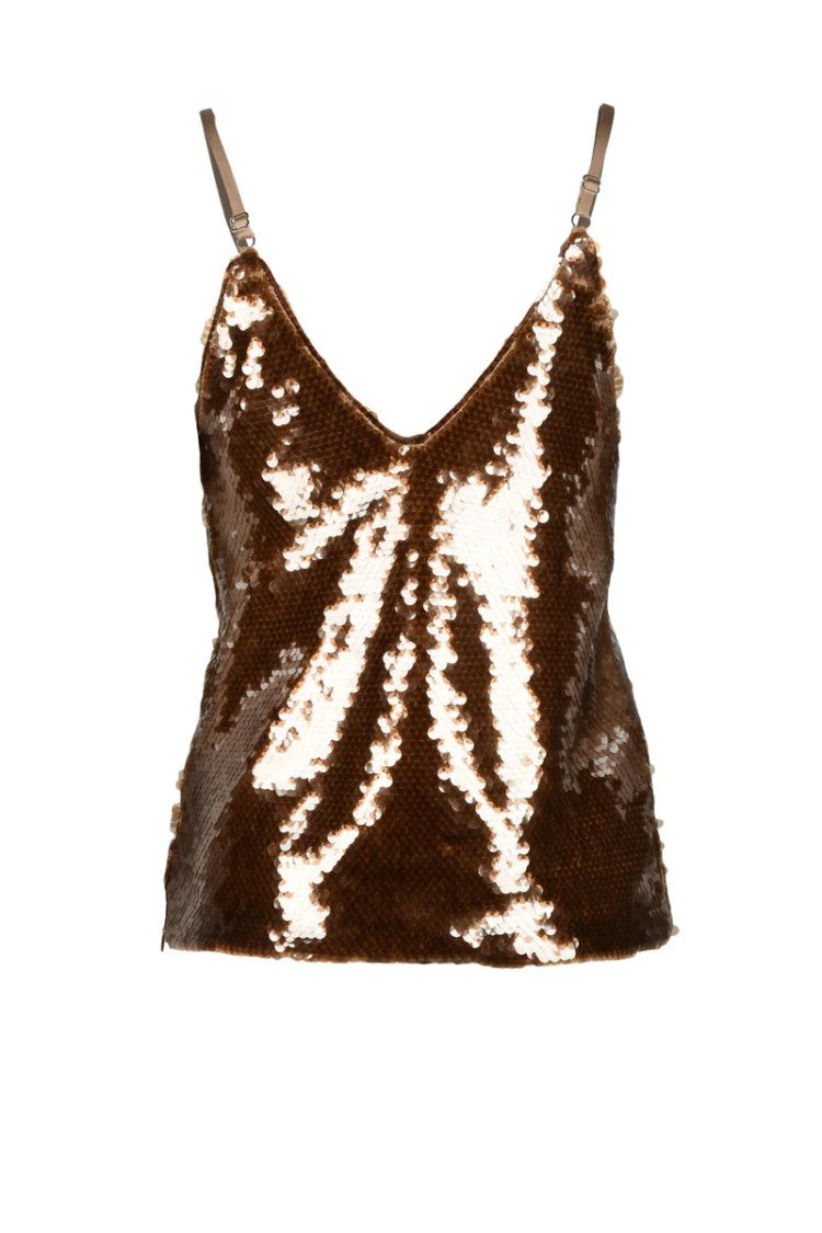 Federica Tosi Full Sequin Tank Top - Bronze