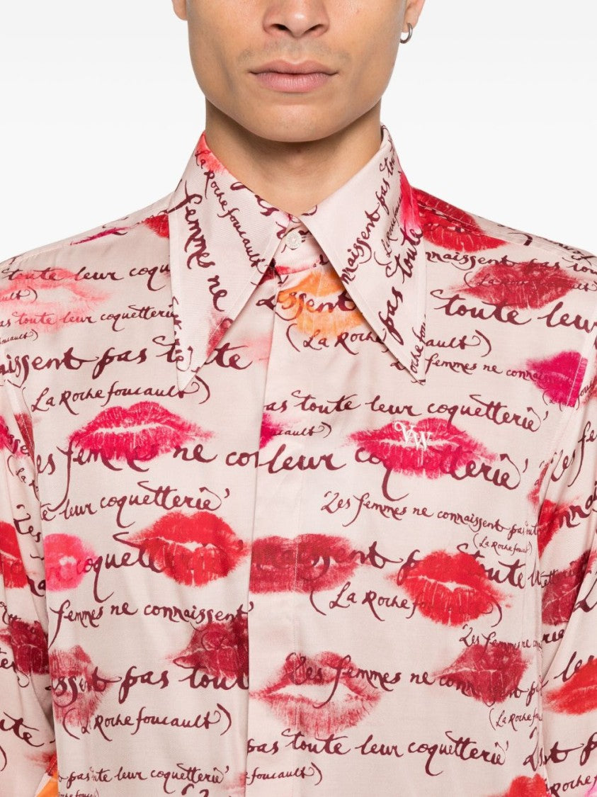 Vivienne Westwood Light Pink Lips Print Casual Shirt