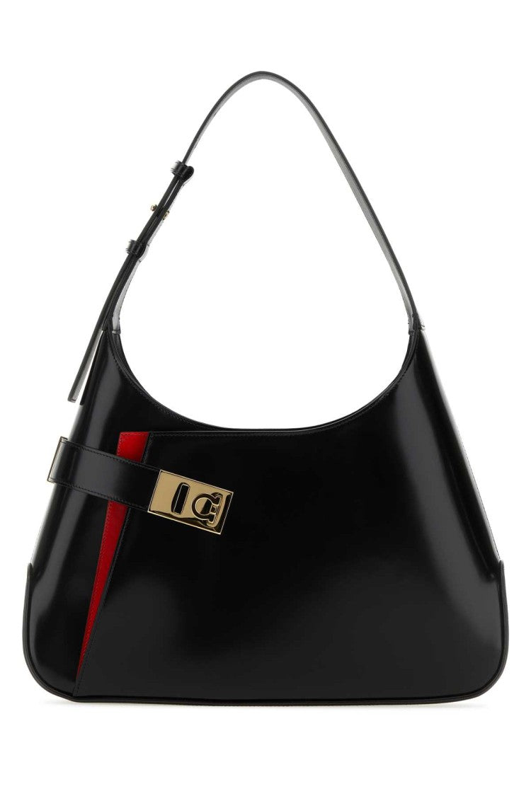 Salvatore Ferragamo Black Leather Large Arch Shoulder Bag