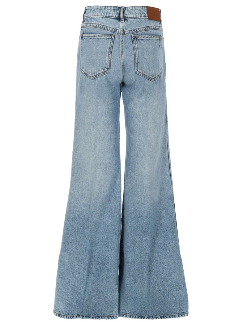 Sportmax Zero Light Blue High-Waisted Wide-Leg Jeans