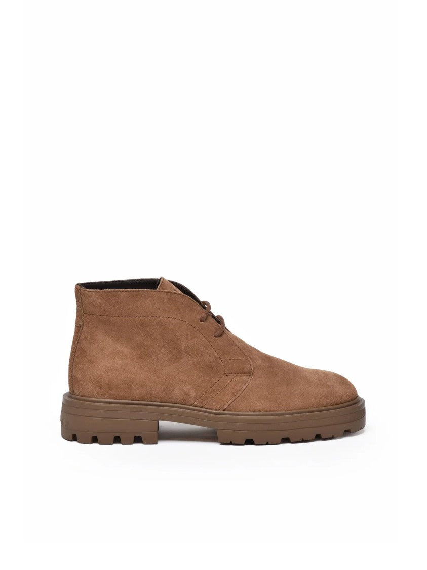 Hogan Beige Leather Lace-Up Boots