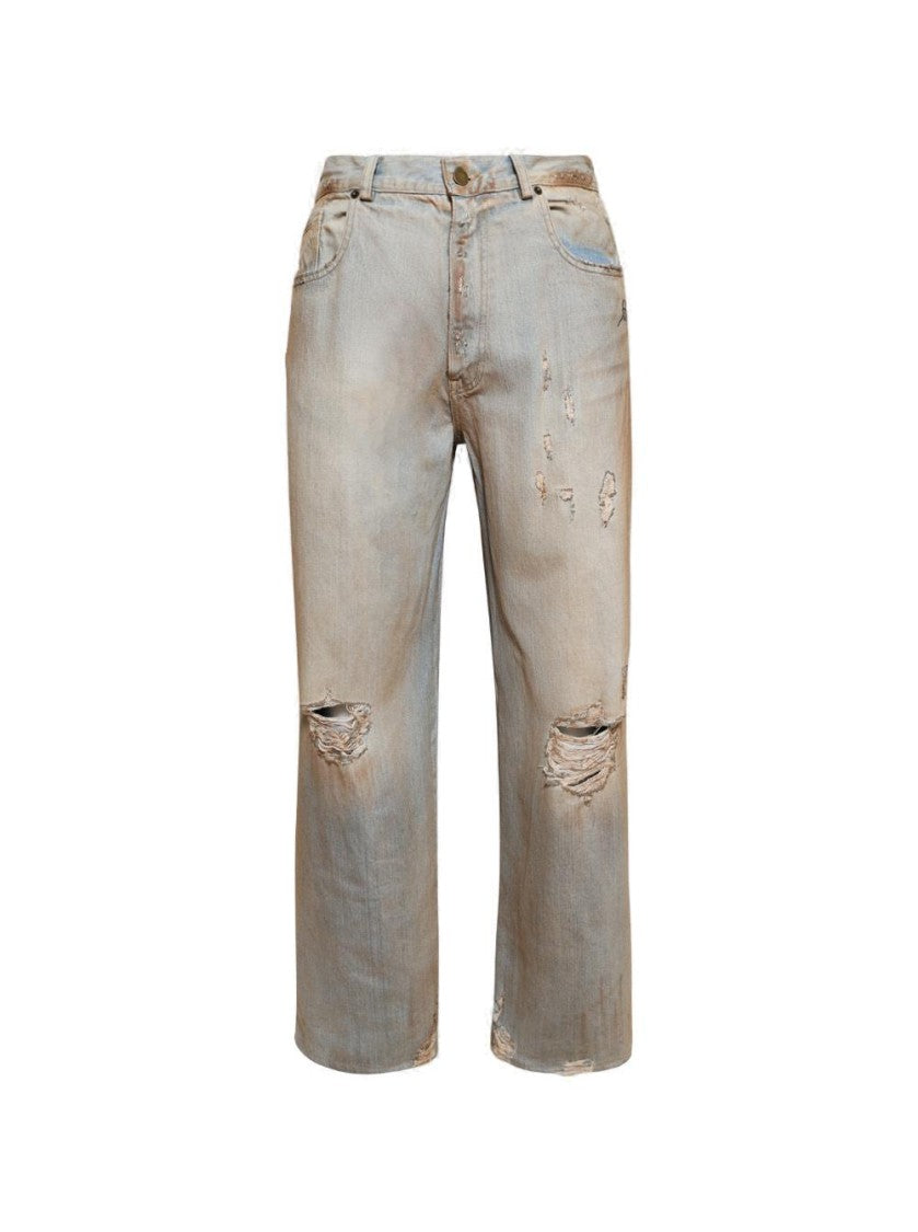 Warren Lotas Baggy Printed Jeans - Dirty Blue