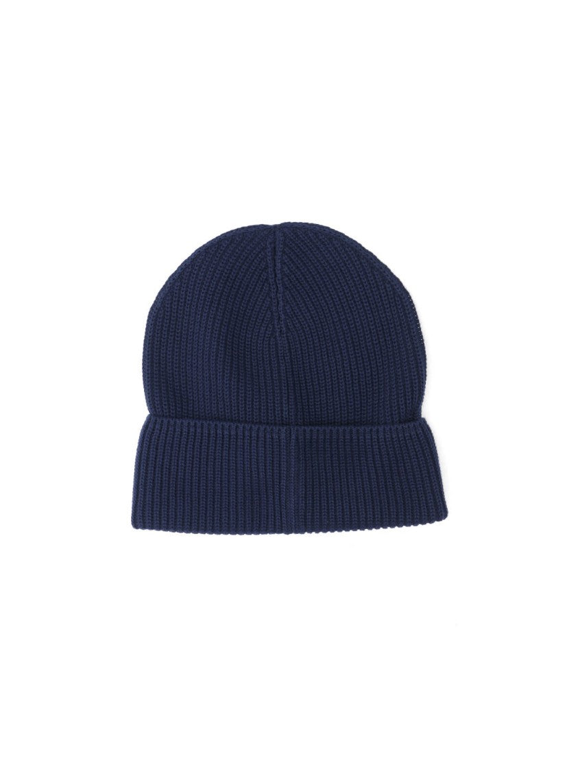 Moncler Folded Cuff Cotton Beanie With Logo Patch