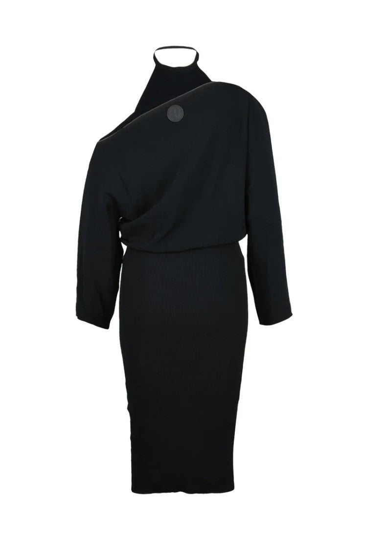 Mo5ch1no Jeans Jeans Long Asymmetric Jersey Dress - Black
