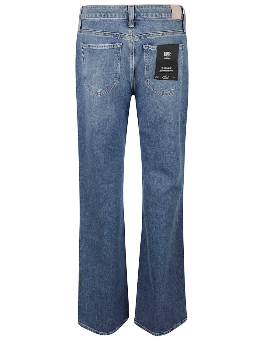 Paige Mid-Rise Denim Jeans With Slightly Flared Leg