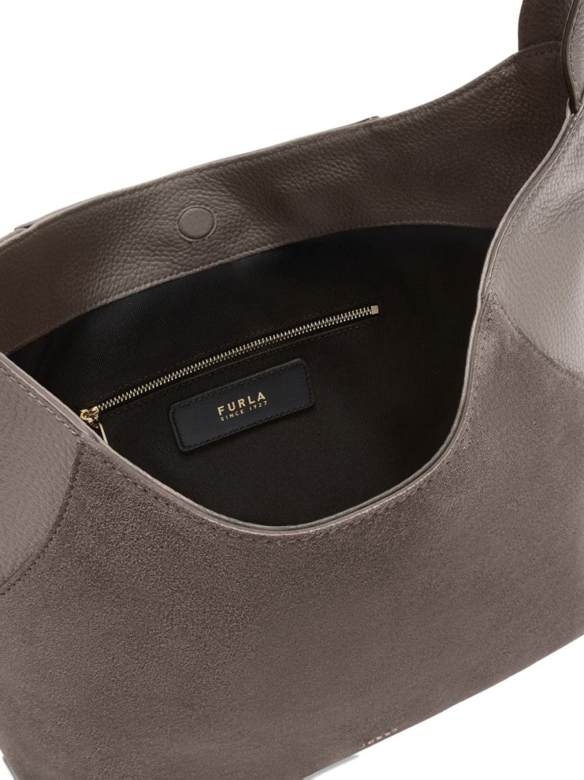 Furla Slouchy Leather Suede Shoulder Bag