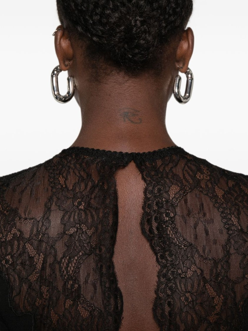 The Attico Fitted Mini Dress With Intricate Lace Detailing
