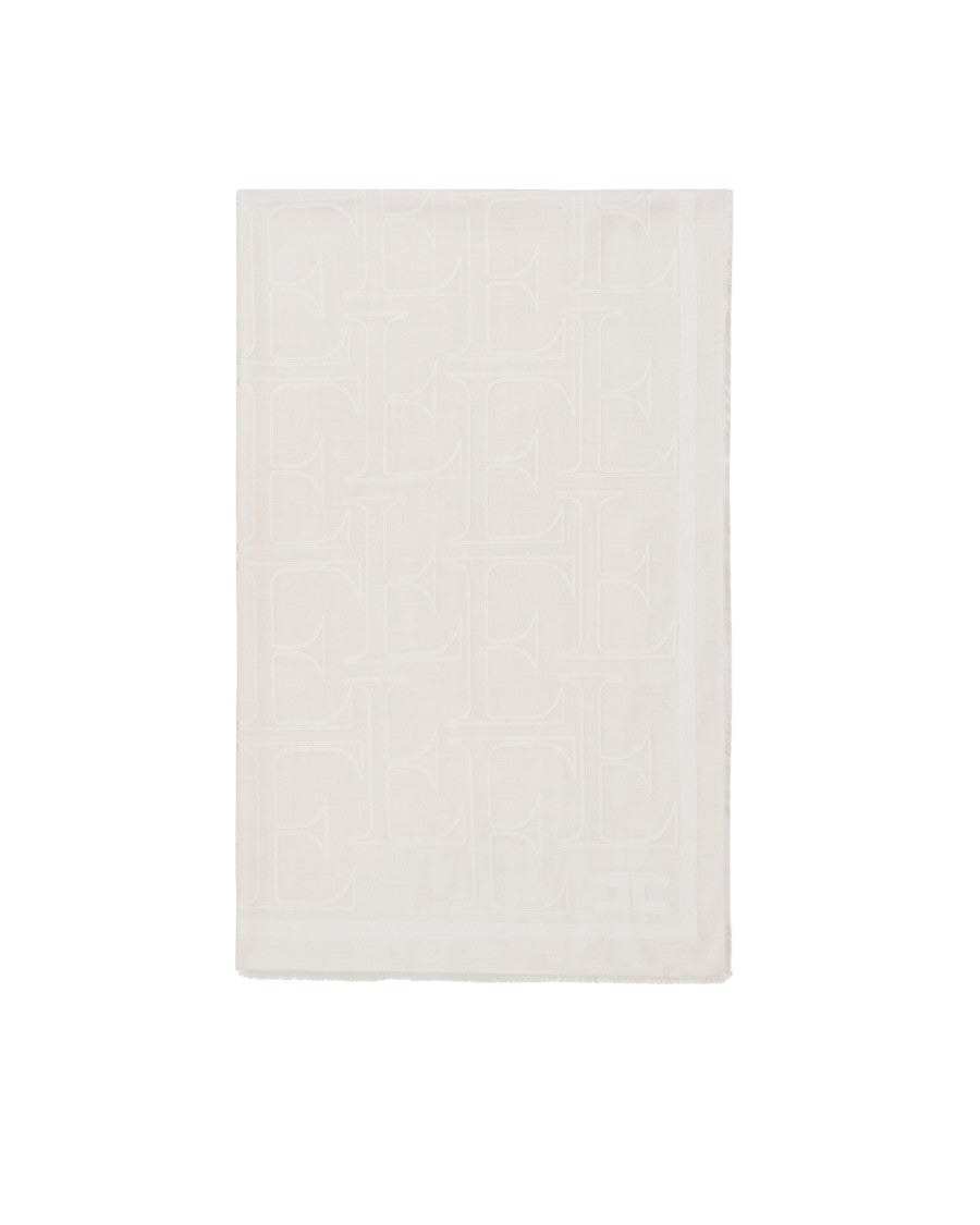 Elisabetta Franchi Rectangular Foulard With Iconic Logo Pattern
