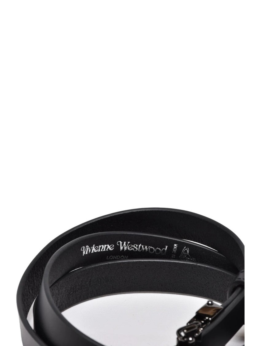 Vivienne Westwood Black Leather Orb Belt
