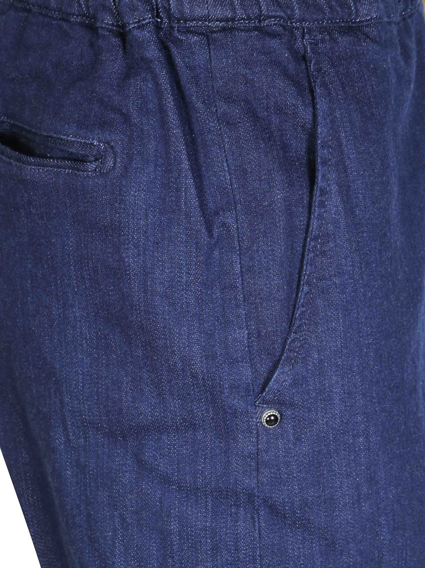White Sand Deep Indigo Denim Tapered Jeans