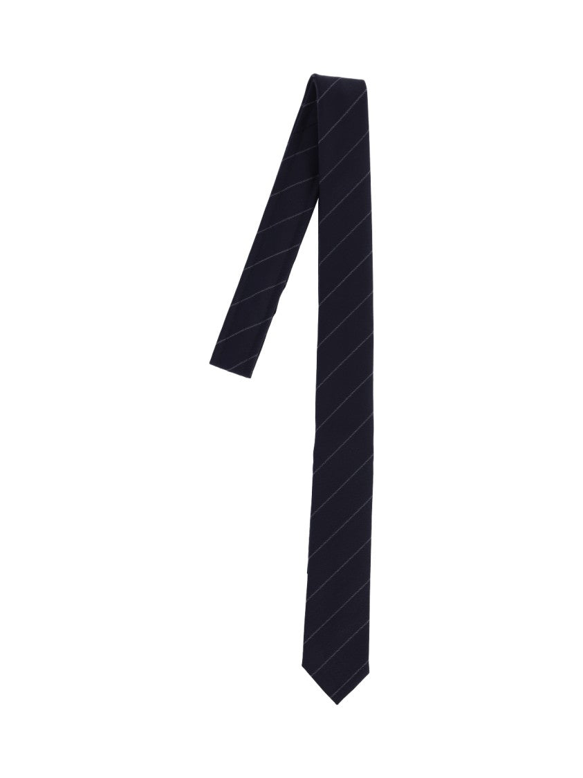 Thom Browne Blue Striped Wool Tie