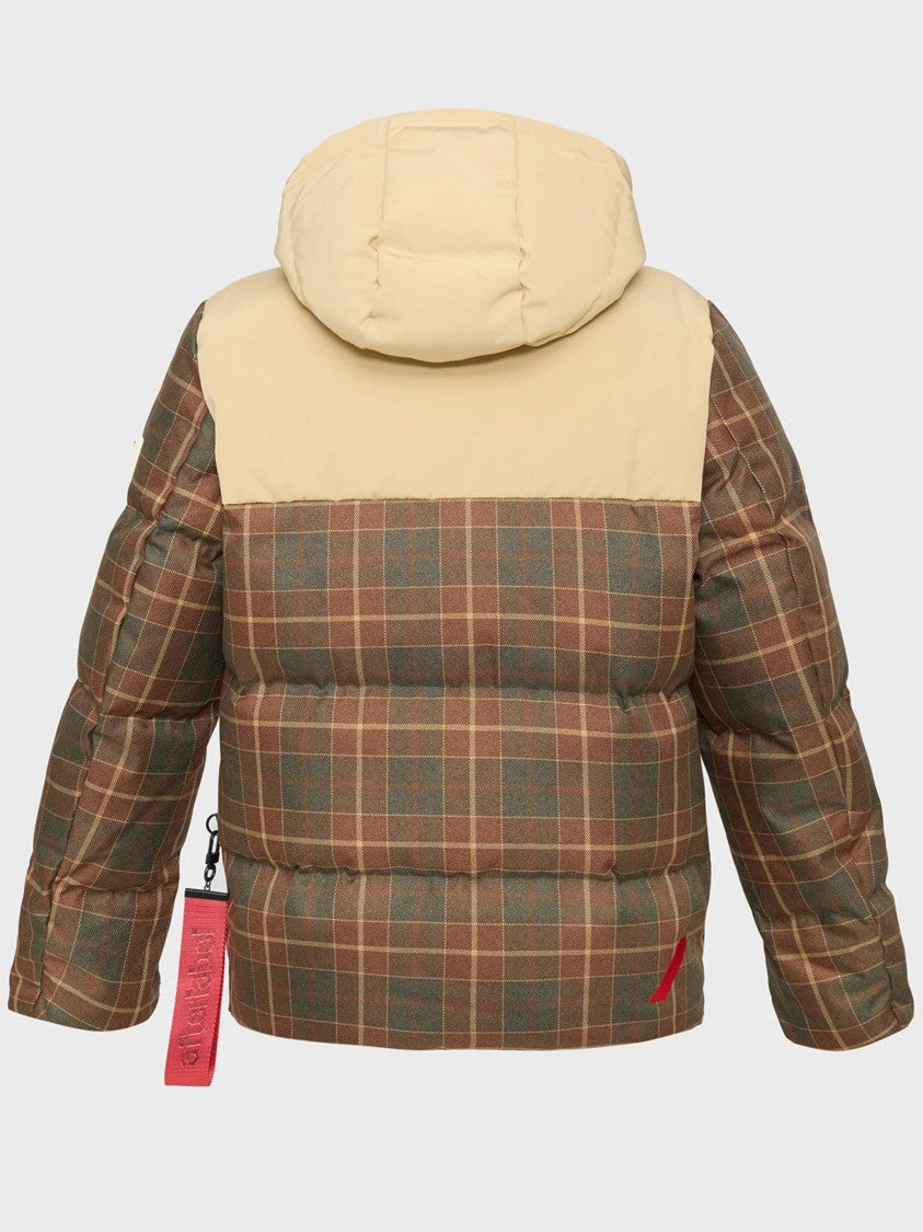 After Label Padded Checkered Beige Yoke Jacket