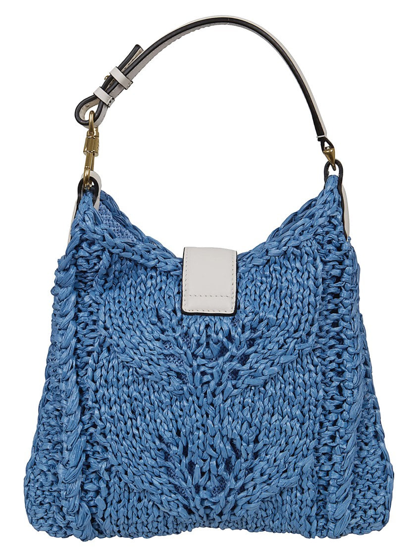 Ermanno Scervino Woven Viscose Handbag With Structured Shape And Gold Accents