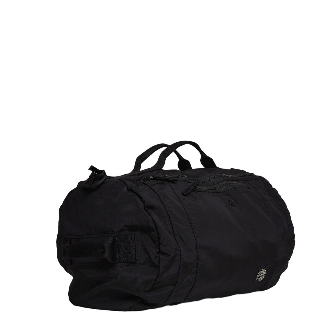 Stone Island Black Three-Compartment Logo Patch Shoulder Bag