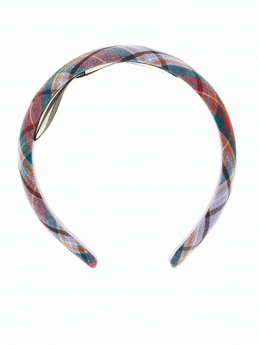 Vivienne Westwood Plaid Linen Headband With Embroidered Emblem