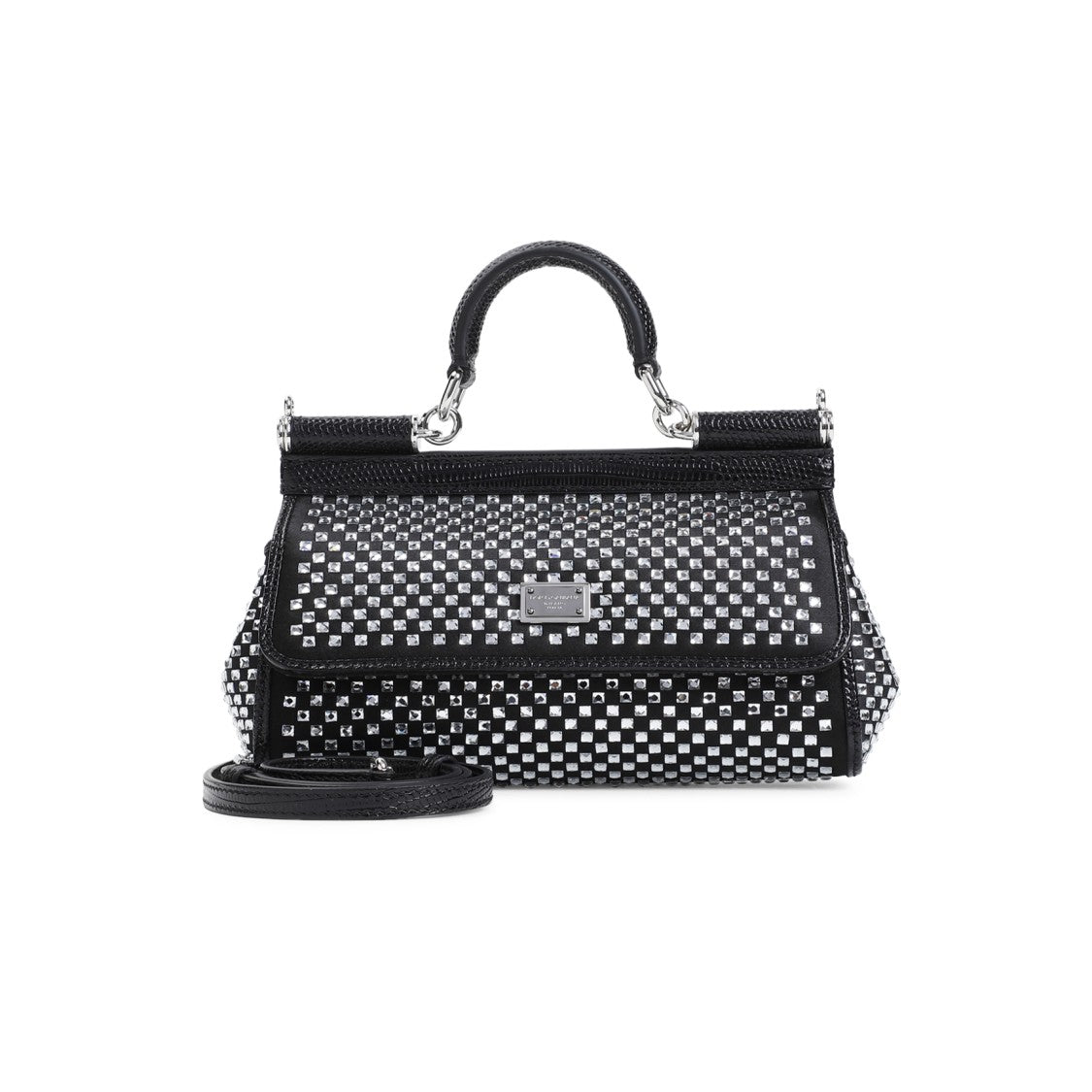 Dolce & Gabbana Black Crytal Details Handbag