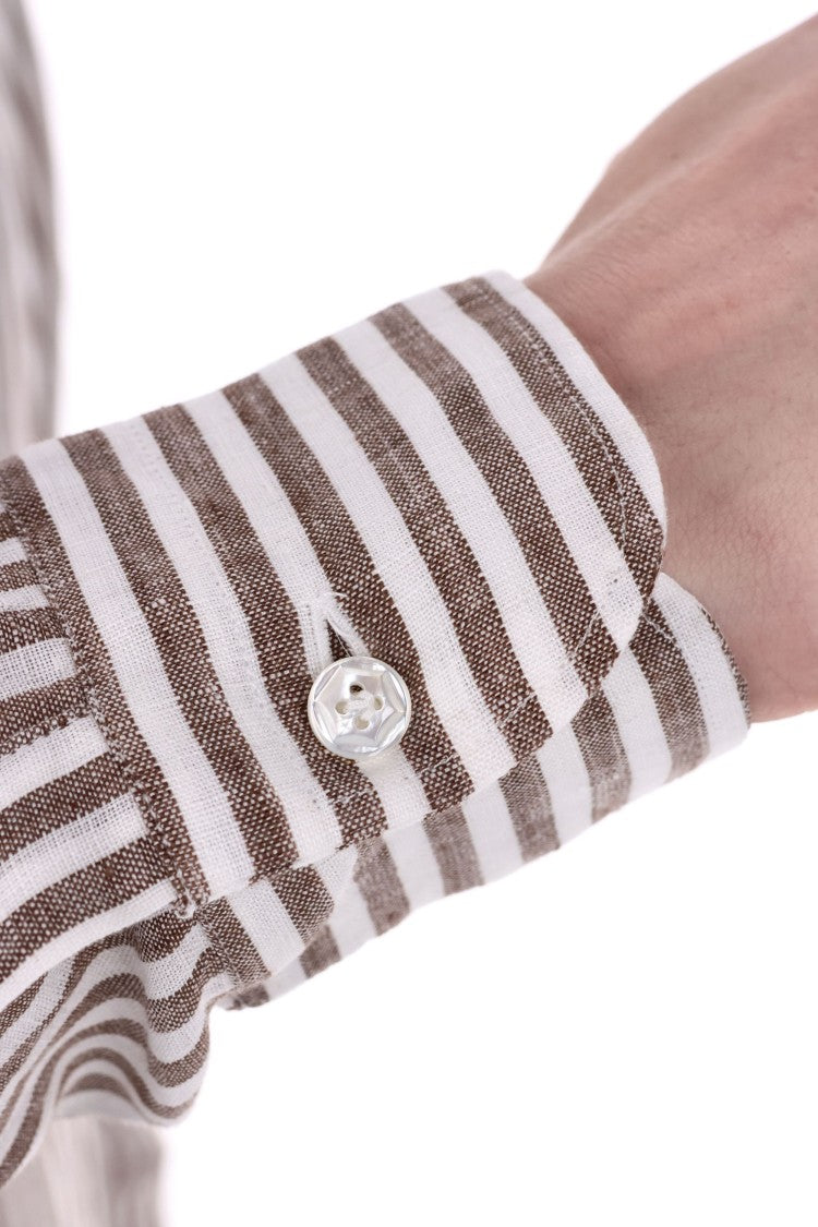 Barba Dandylife Line Linen Tailored Stripe Shirt