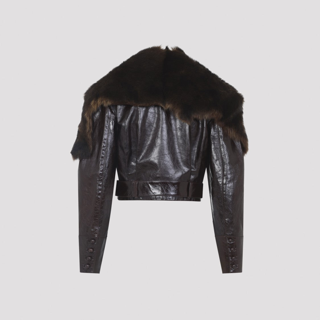 Chloé Cropped Brown Cow Leather Jacket