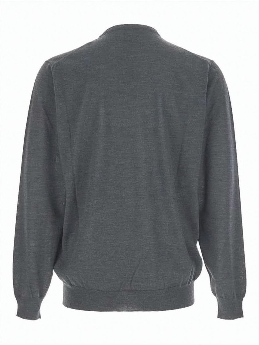 Lardini Classic Crew Neck Grey Wool Sweater