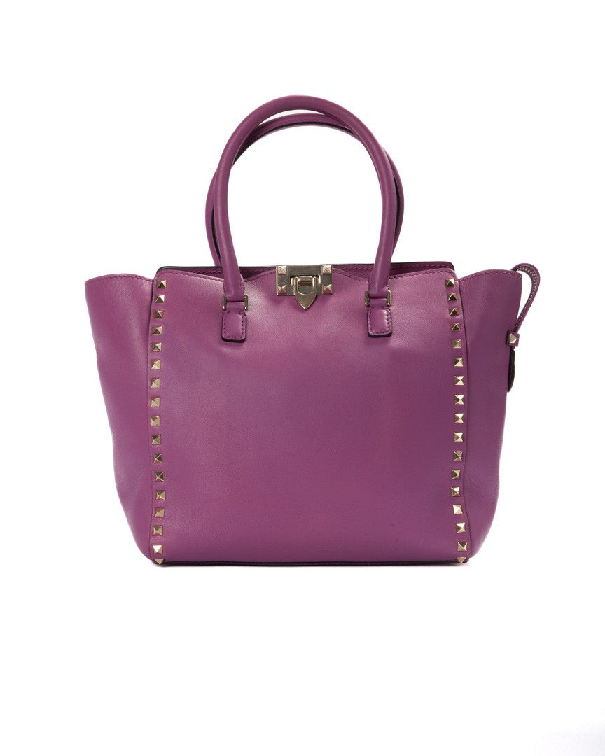 Valentino Rockstud Medium Shopper Purple