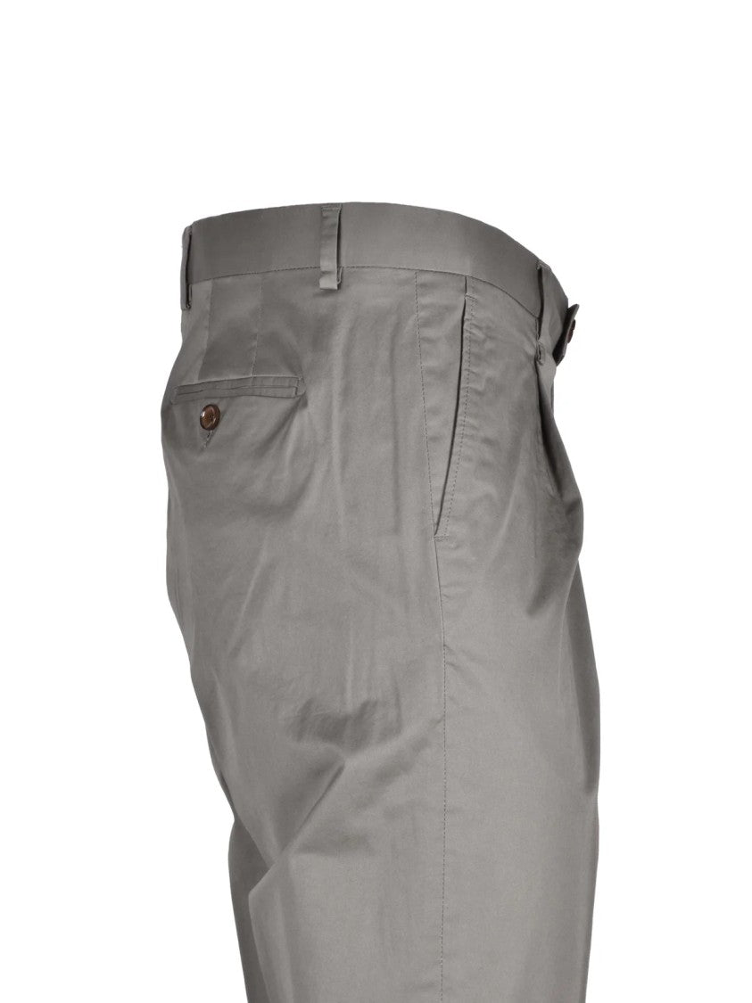 Lab 001 Grey Stretch Cotton Pleated Formal Pants