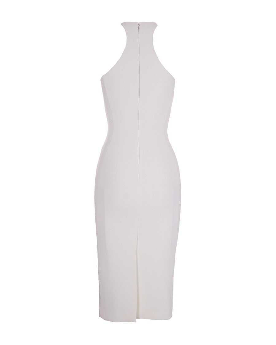 Elisabetta Franchi Ivory Dress With Gold Detail