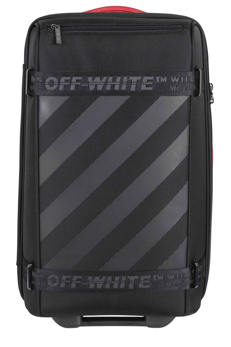 Off-White Black Diag Cabin Trolley Red Handle Polyamide Backpack
