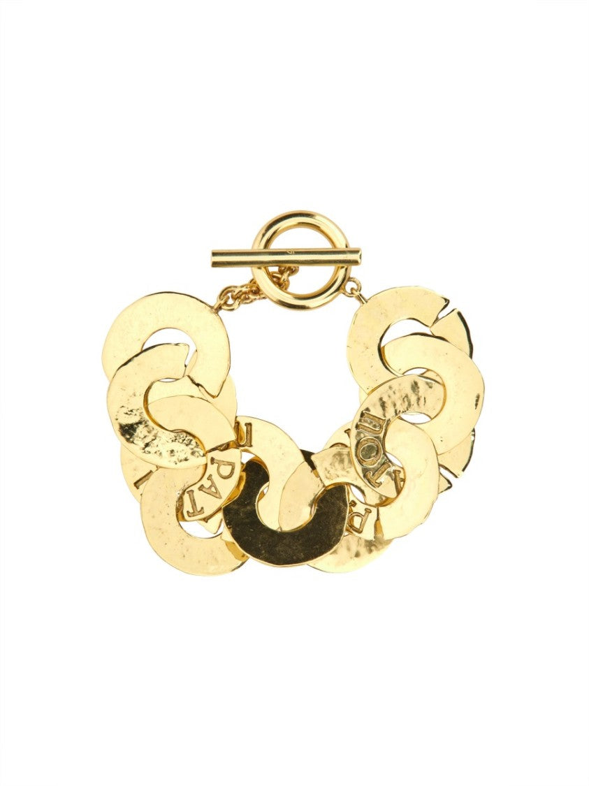 Patou Gold Interlocking Links Bracelet With Engraved Logo