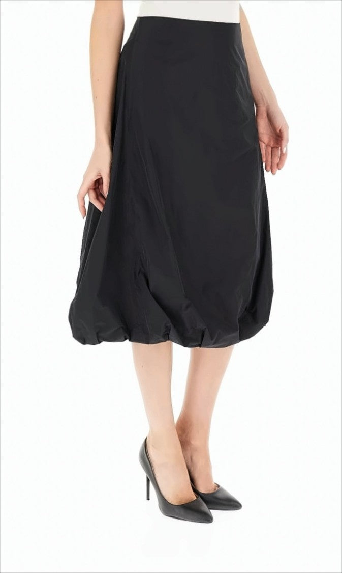 Max Mara Knee-Length Black Taffeta Skirt With Balloon Effect