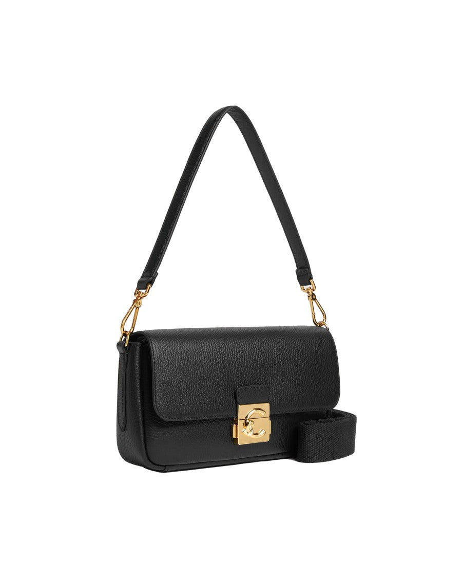 Coccinelle C-Me Lock Grain Leather Shoulder Bag