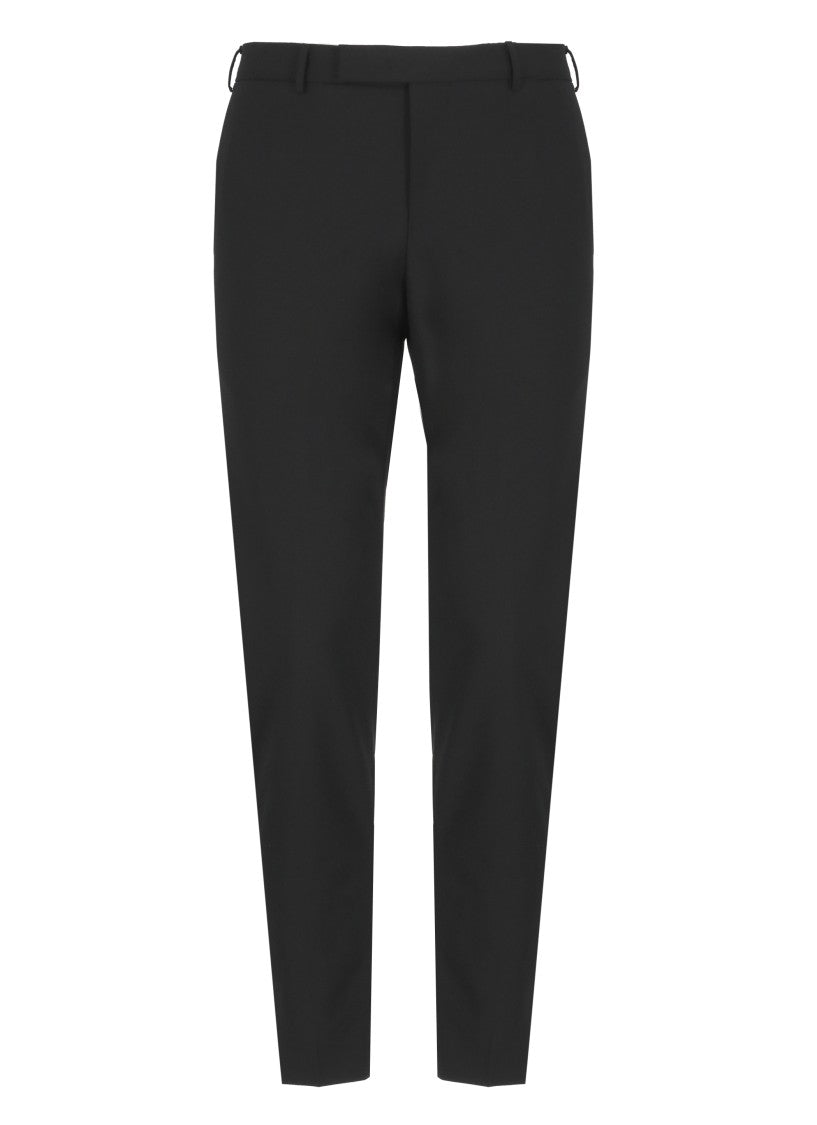 Pt Torino Black Virgin Wool Trousers