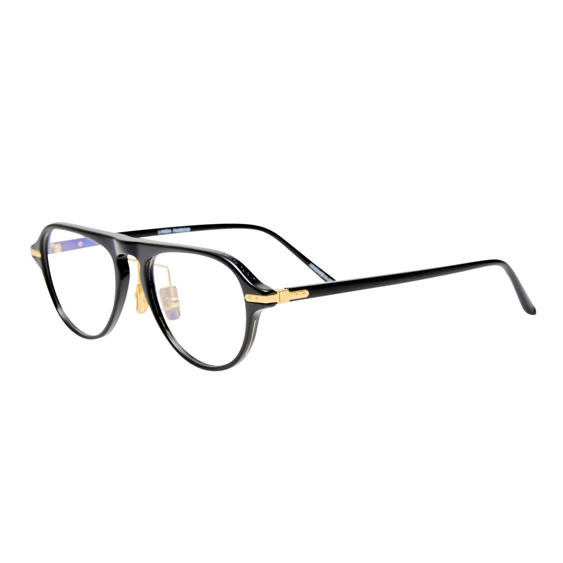 Linda Farrow Black Acetate Cat-Eye Eyeglasses With Gold Accents