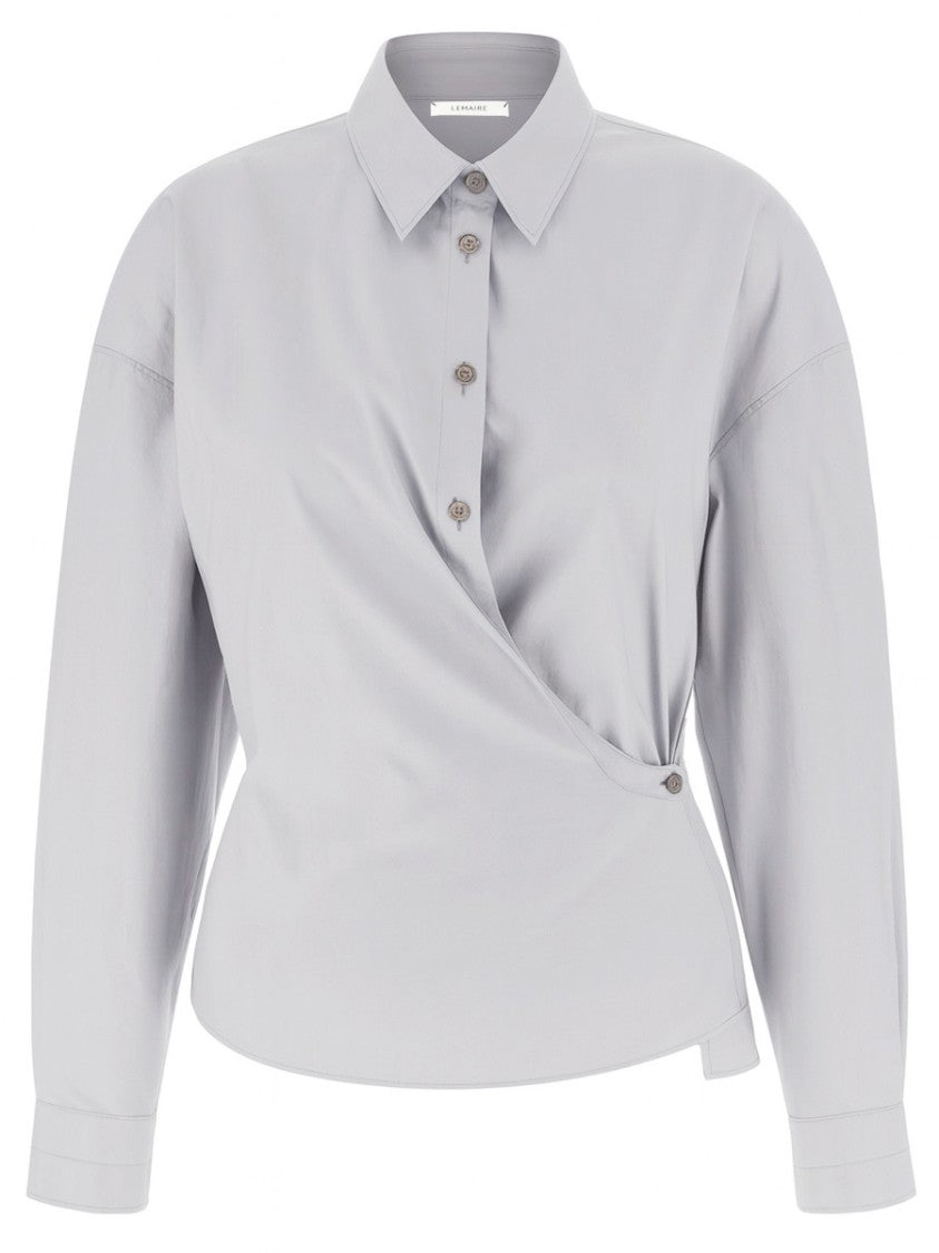 Lemaire Neutrals Twisted Asymmetrical Silk Shirt