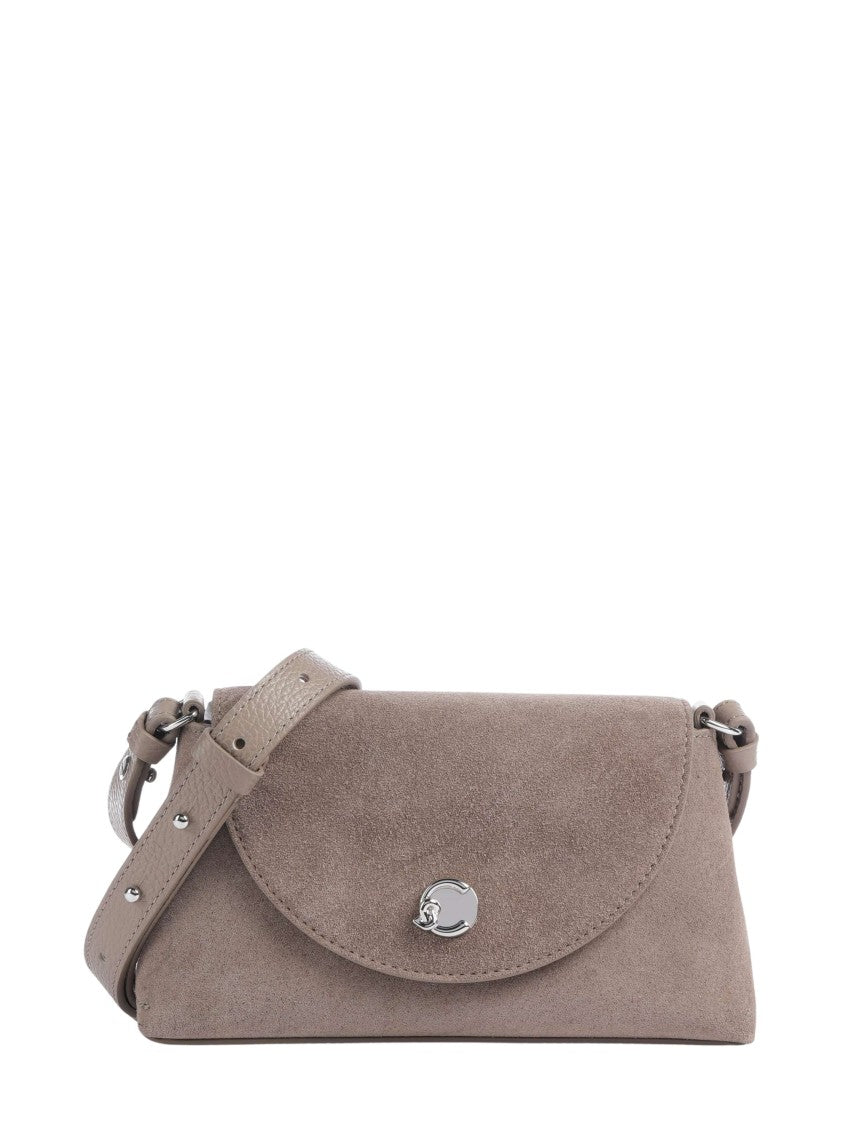 Coccinelle Brown Suede Crossbody Bag With Adjustable Strap