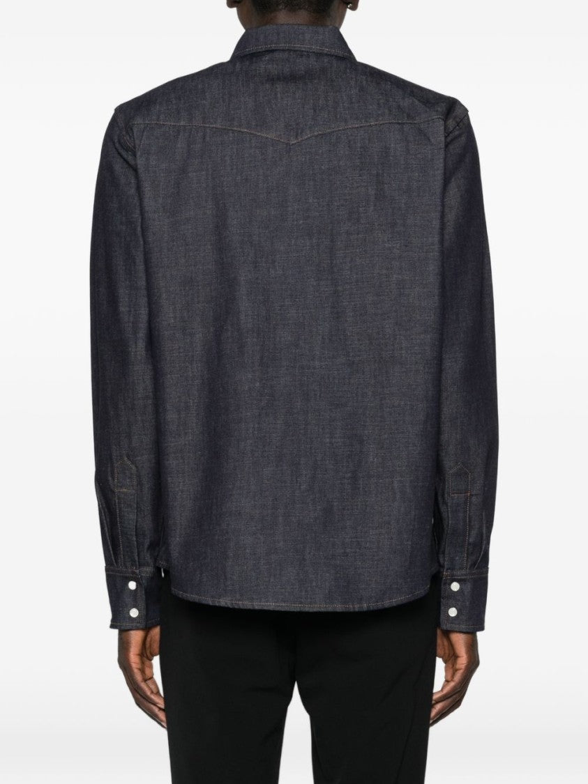 A.P.C. Blue Chest Flap Pockets Denim Shirt