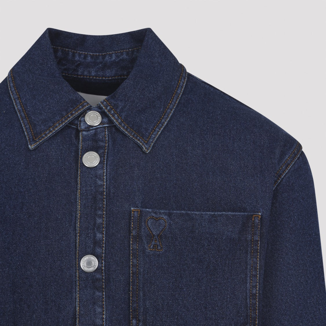 Ami Paris Deep Indigo Blue Cotton De Coeur Overshirt