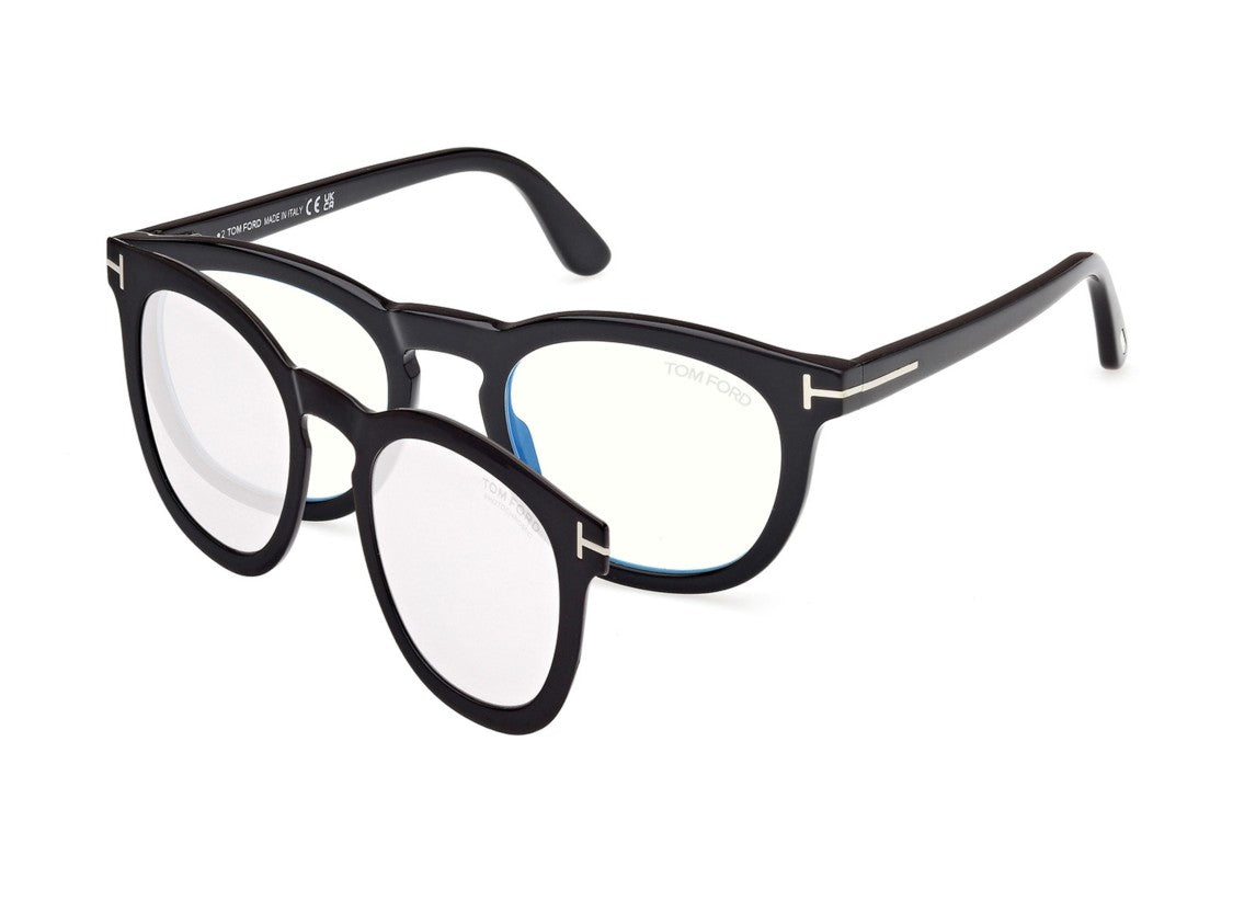 Tom Ford Black Ft5993-B Clip-On Acetate Oversized Round Sunglasses