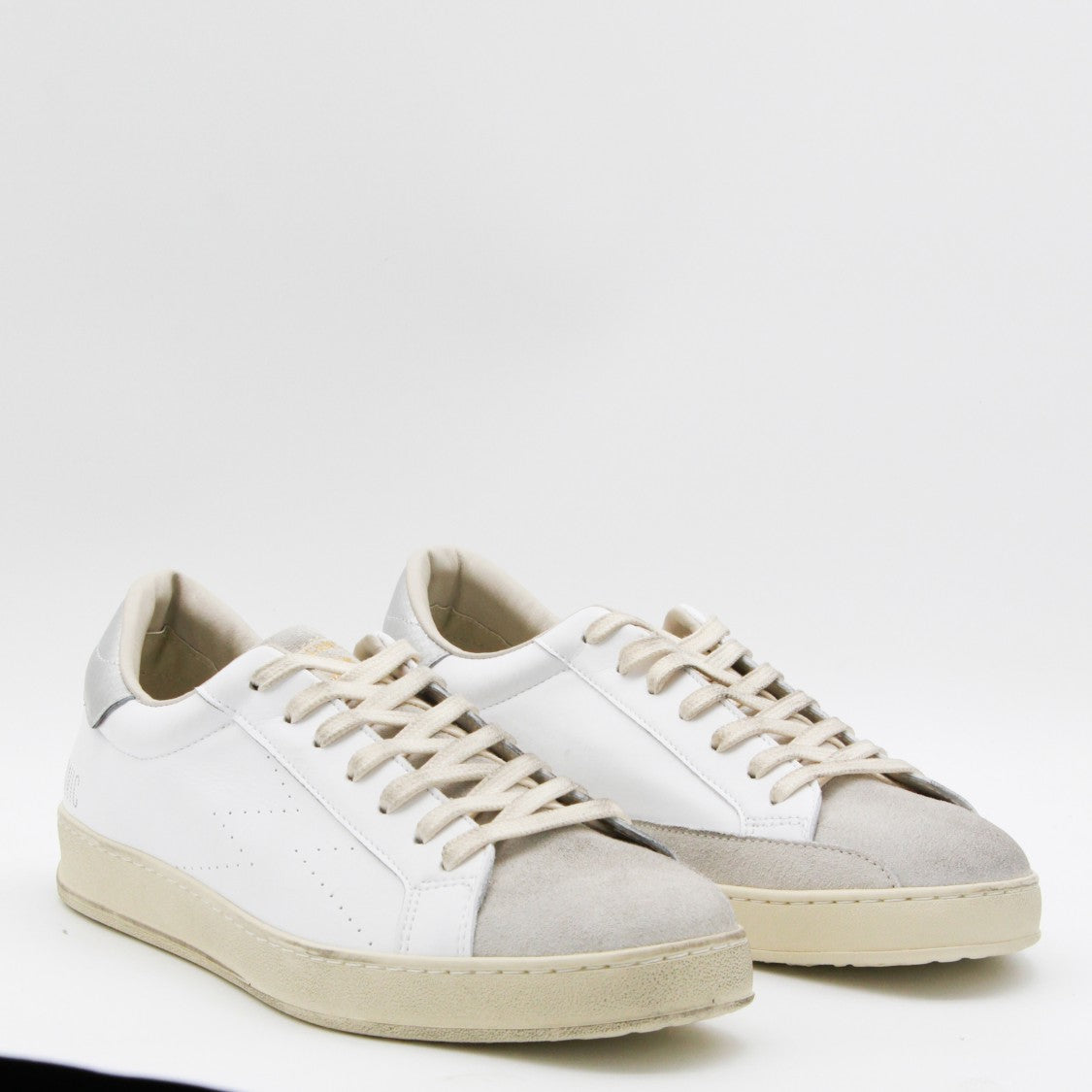 Moaconcept Minimalist White Leather Sneakers With Suede Accents