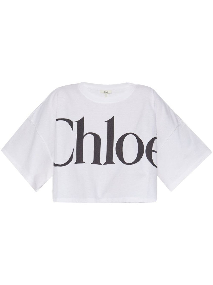 Chloé Cropped Boxy Logo T-Shirt