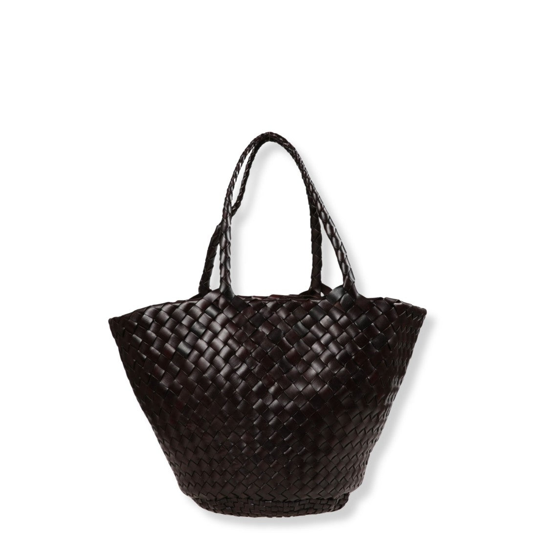 Dragon Diffusion Handwoven Leather Basket Tote With Braided Handles