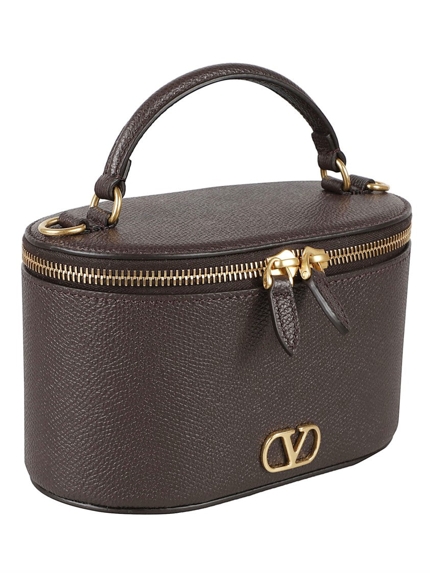 Valentino Garavani Oval-Shaped Structured Handbag In Textured Split Calf Leather