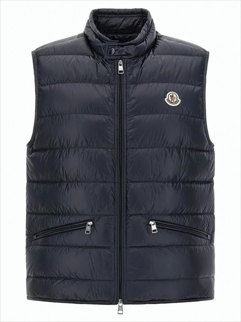 Moncler Sleek Padded Vest With Stand Collar And Logo Patch