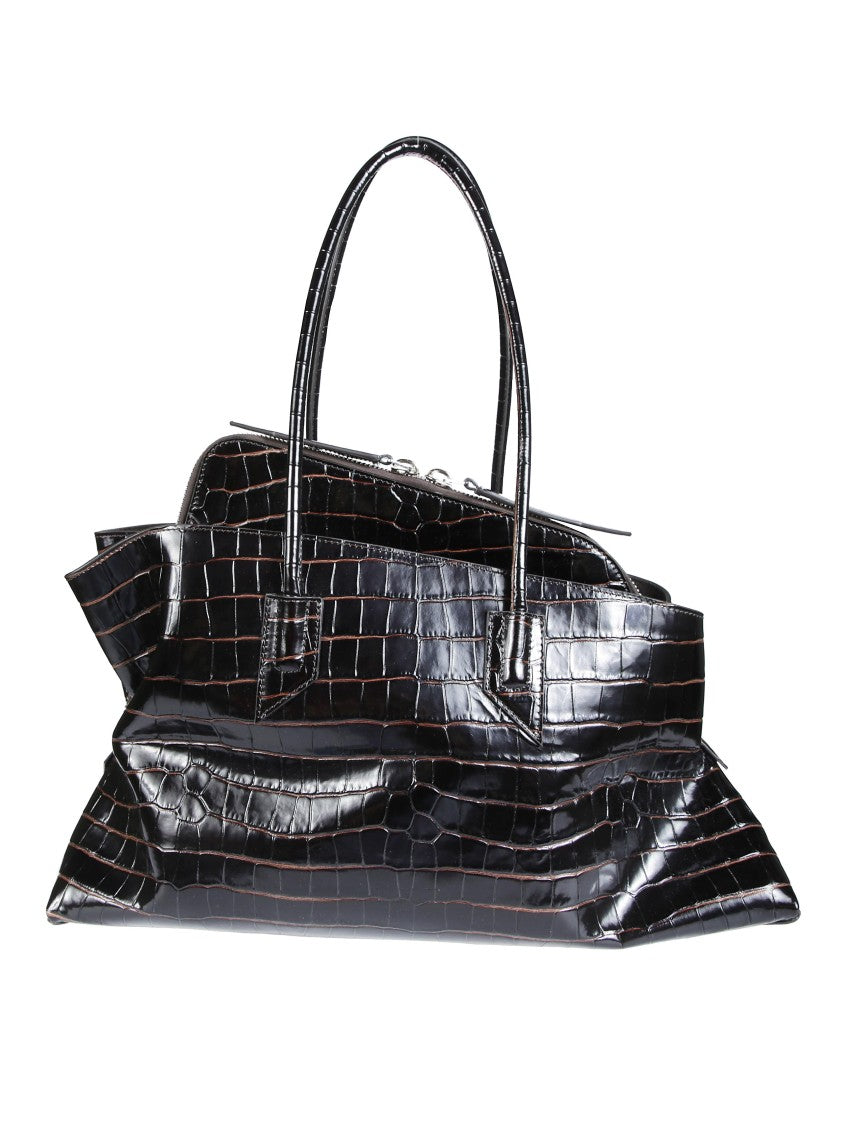 The Attico La Passeggiata Medium Crocodile-Embossed Leather Shoulder Bag