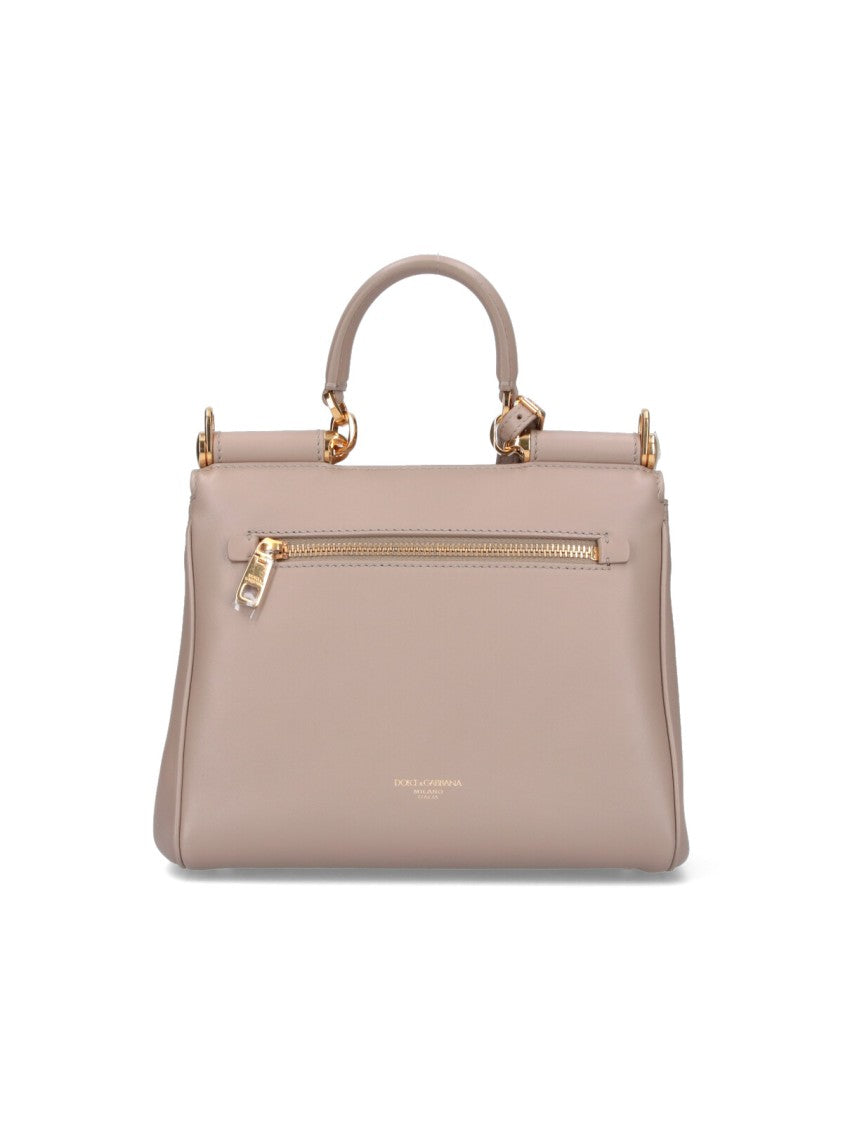 Dolce & Gabbana Structured Handbag With Gold Hardware And Detachable Strap
