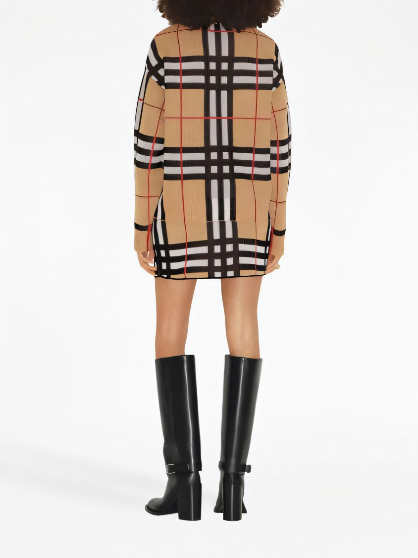 Burberry Bold Check Pattern Sweater With Textured Finish