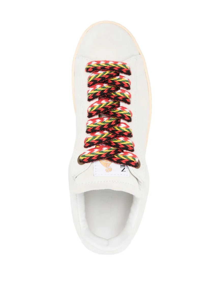 Lanvin White Lite Curb Multicolored Laces Leather Sneakers
